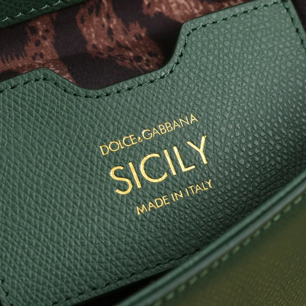 Dolce Gabbana D&G Women Small Sicily Handbag in Dauphine Calfskin-Green - image 9
