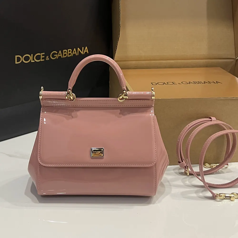 Dolce Gabbana D&G Women Small Sicily Handbag in Patent Leather-Pink - image 4