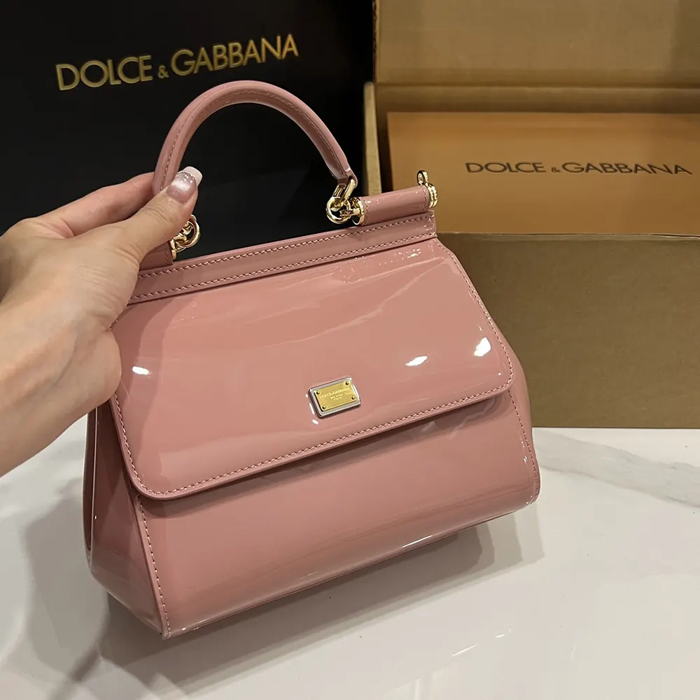 Dolce Gabbana D&G Women Small Sicily Handbag in Patent Leather-Pink - image 5