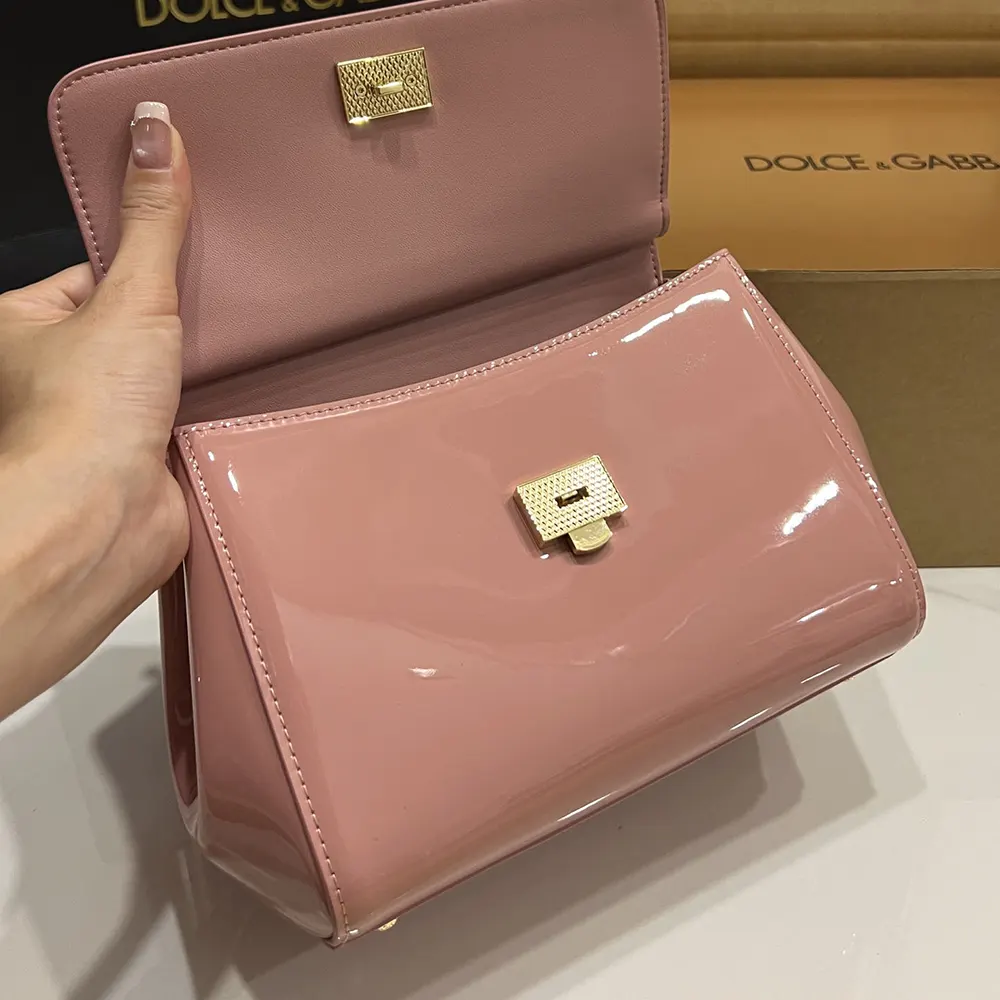 Dolce Gabbana D&G Women Small Sicily Handbag in Patent Leather-Pink - image 6
