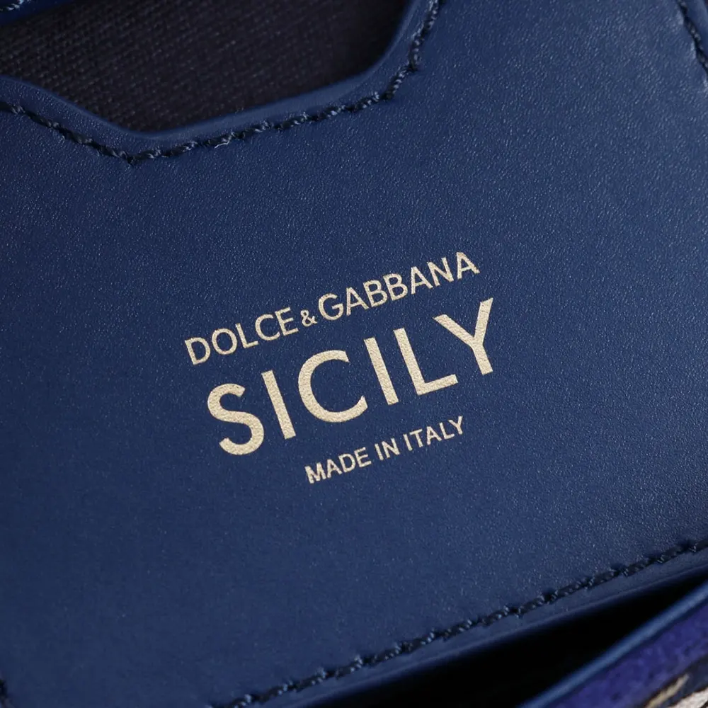 Dolce Gabbana D&G Women Small Sicily Handbag with Majolica Embroidery-Blue - image 9