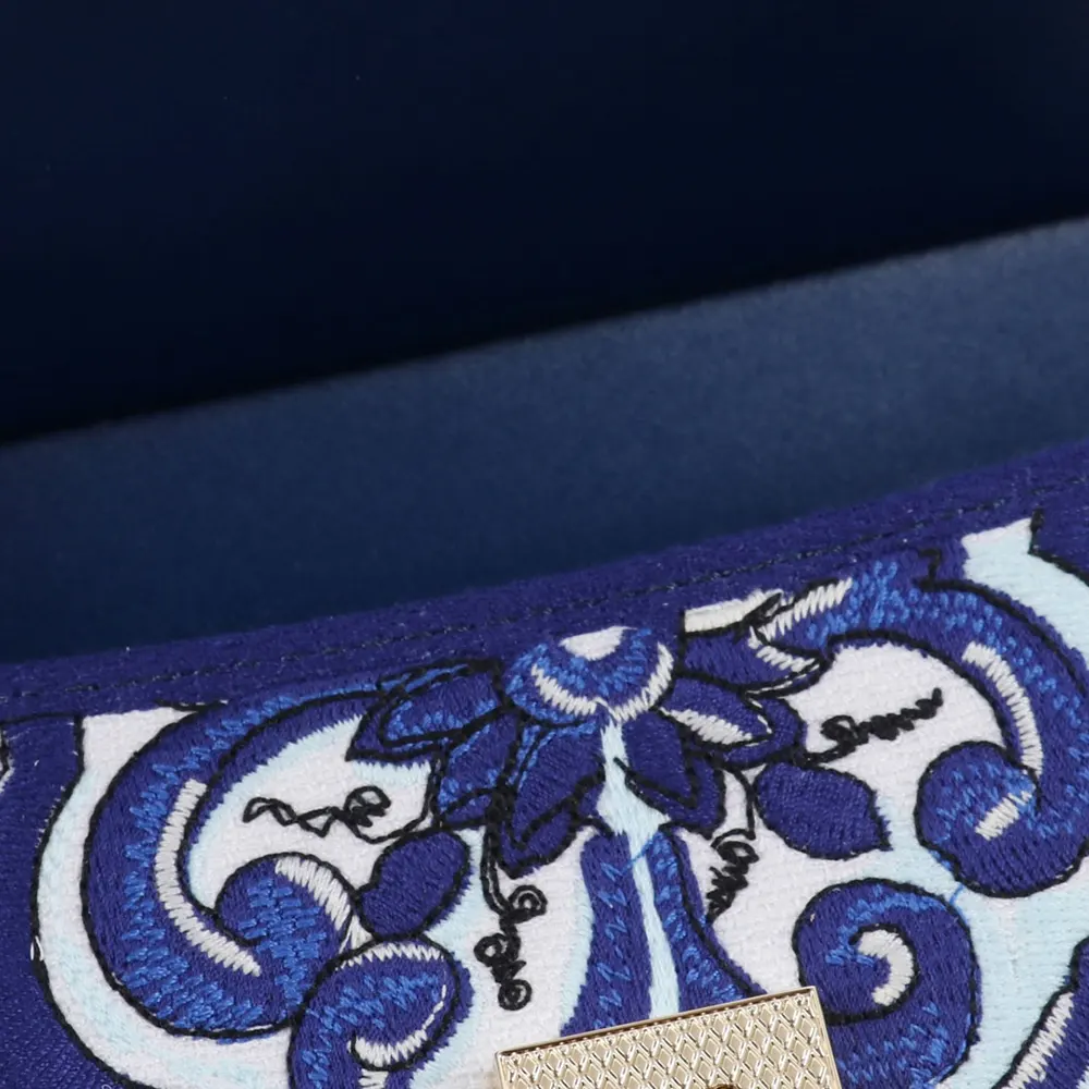 Dolce Gabbana D&G Women Small Sicily Handbag with Majolica Embroidery-Blue - image 10