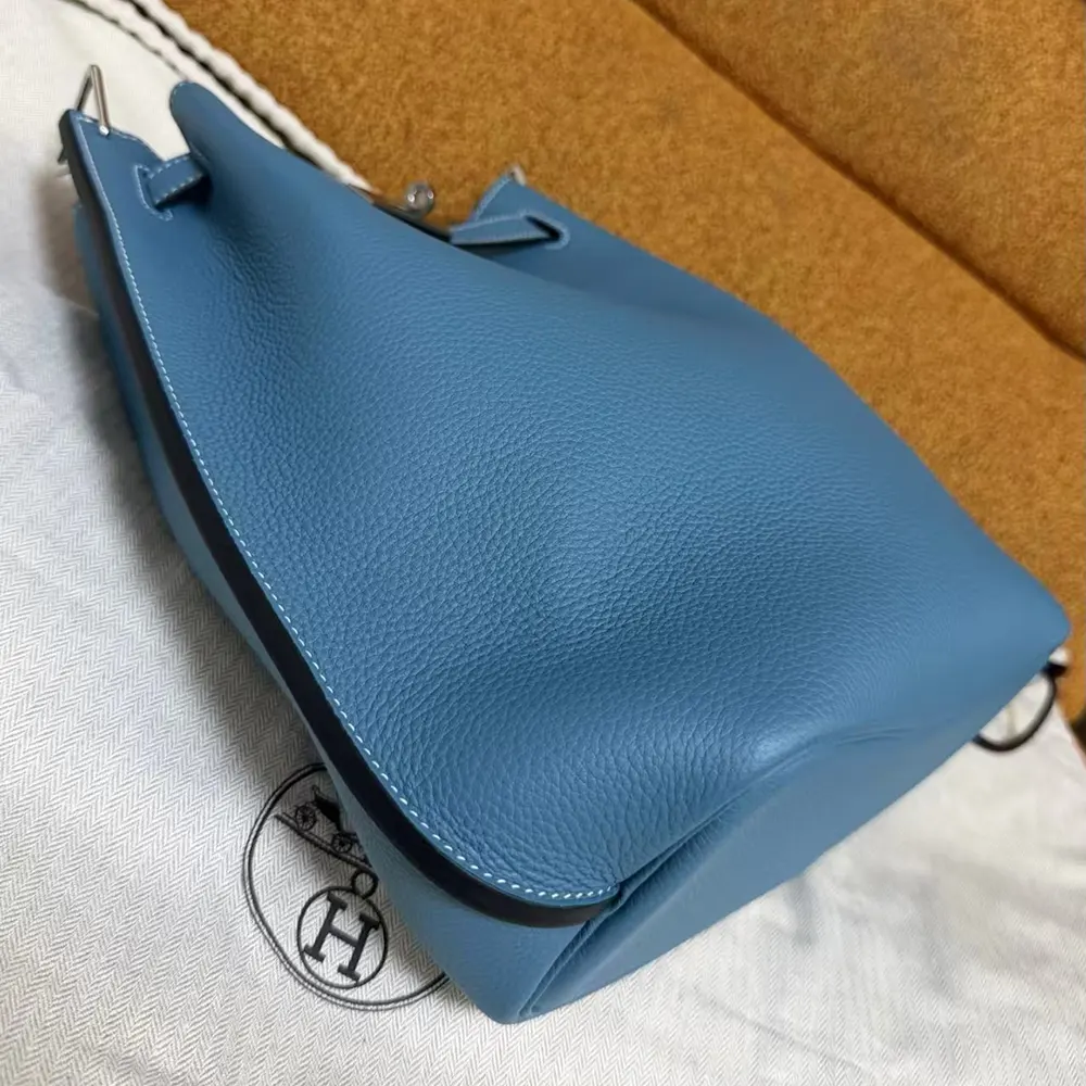 Hermes Unisex Togo So Kelly 22 Palladium Hardware-Blue - image 11