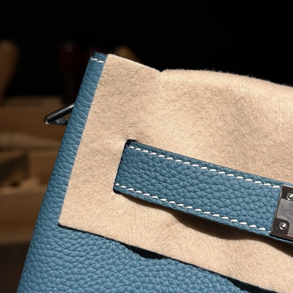 Hermes Unisex Togo So Kelly 22 Palladium Hardware-Blue - image 9