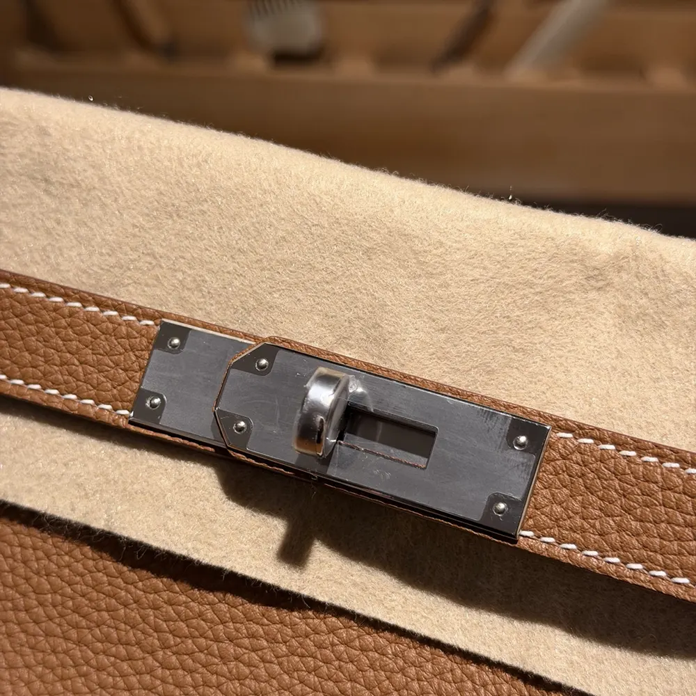 Hermes Unisex Togo So Kelly 22 Palladium Hardware-Brown - image 9