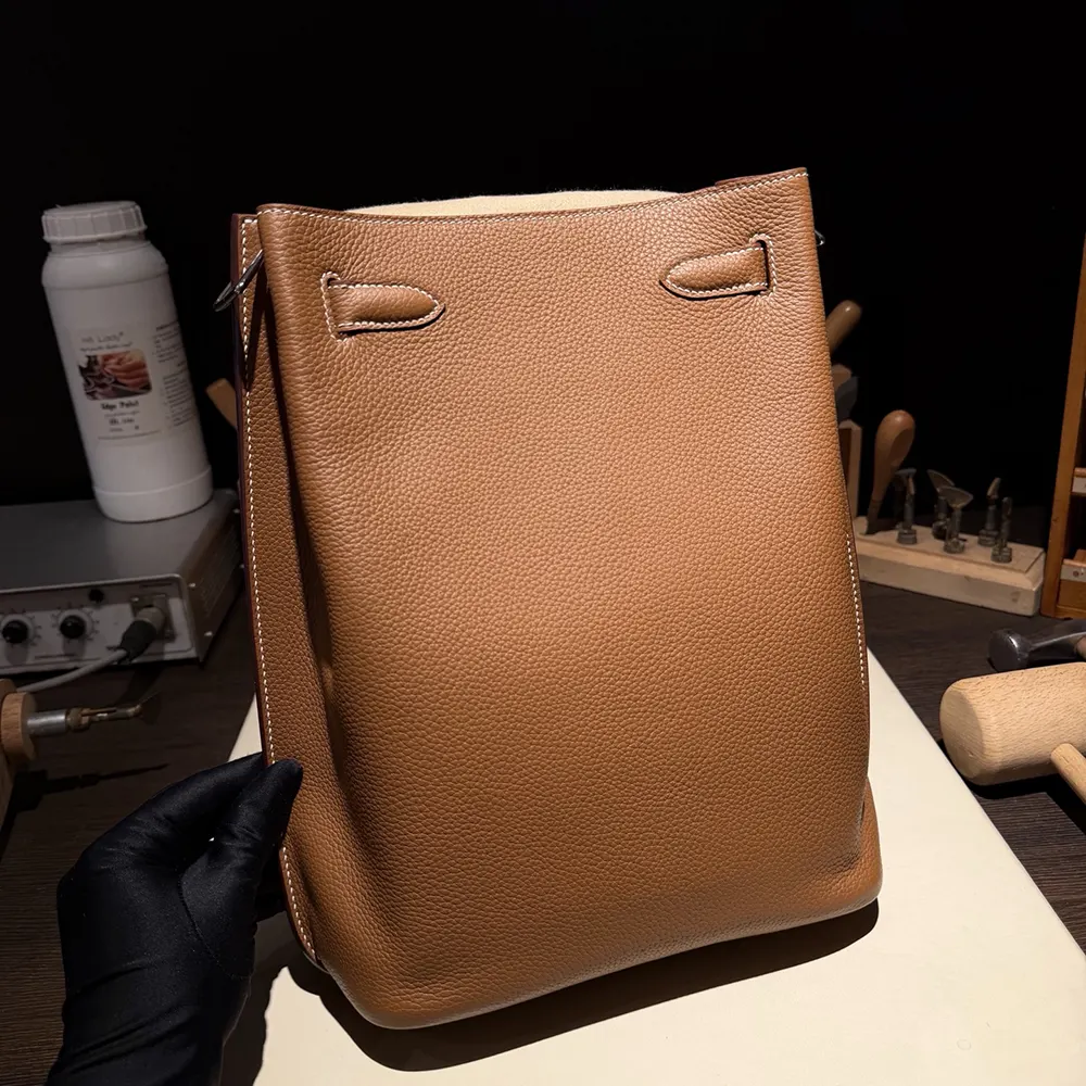 Hermes Unisex Togo So Kelly 22 Palladium Hardware-Brown - image 4