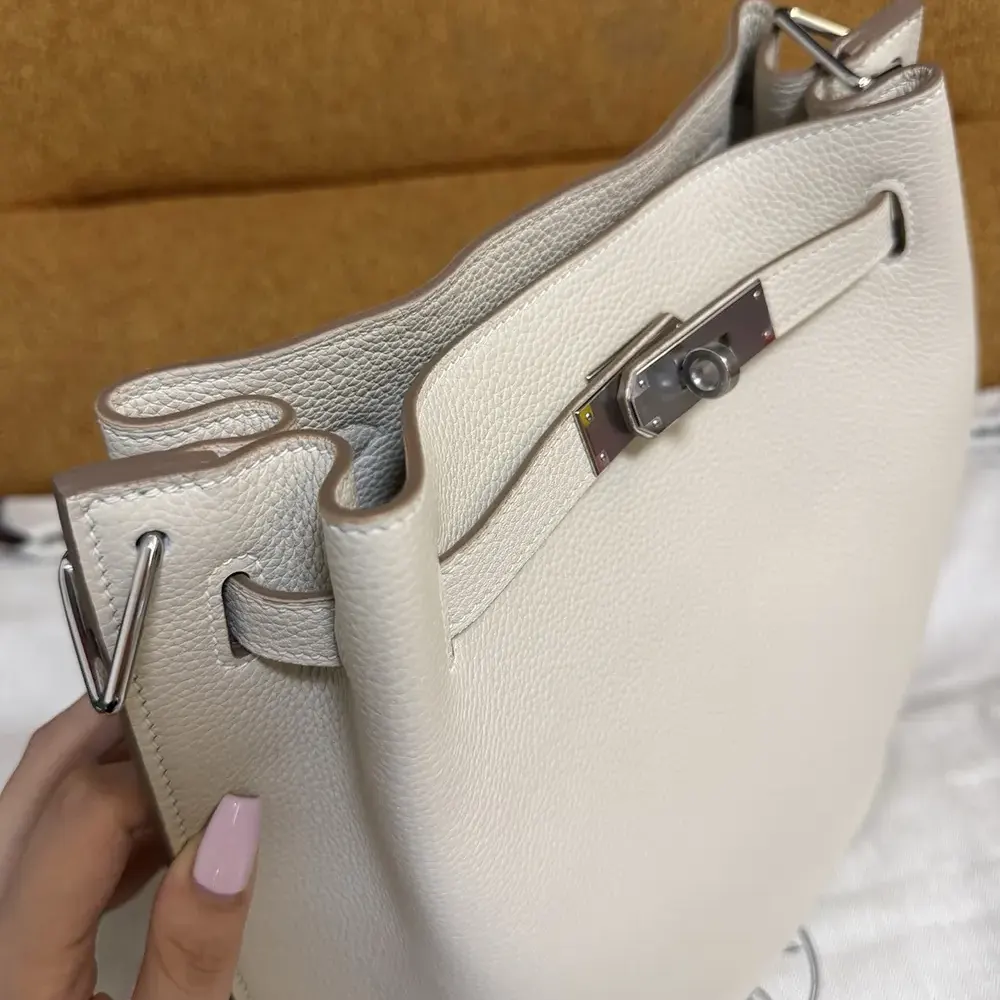 Hermes Unisex Togo So Kelly 22 Palladium Hardware-White - image 5