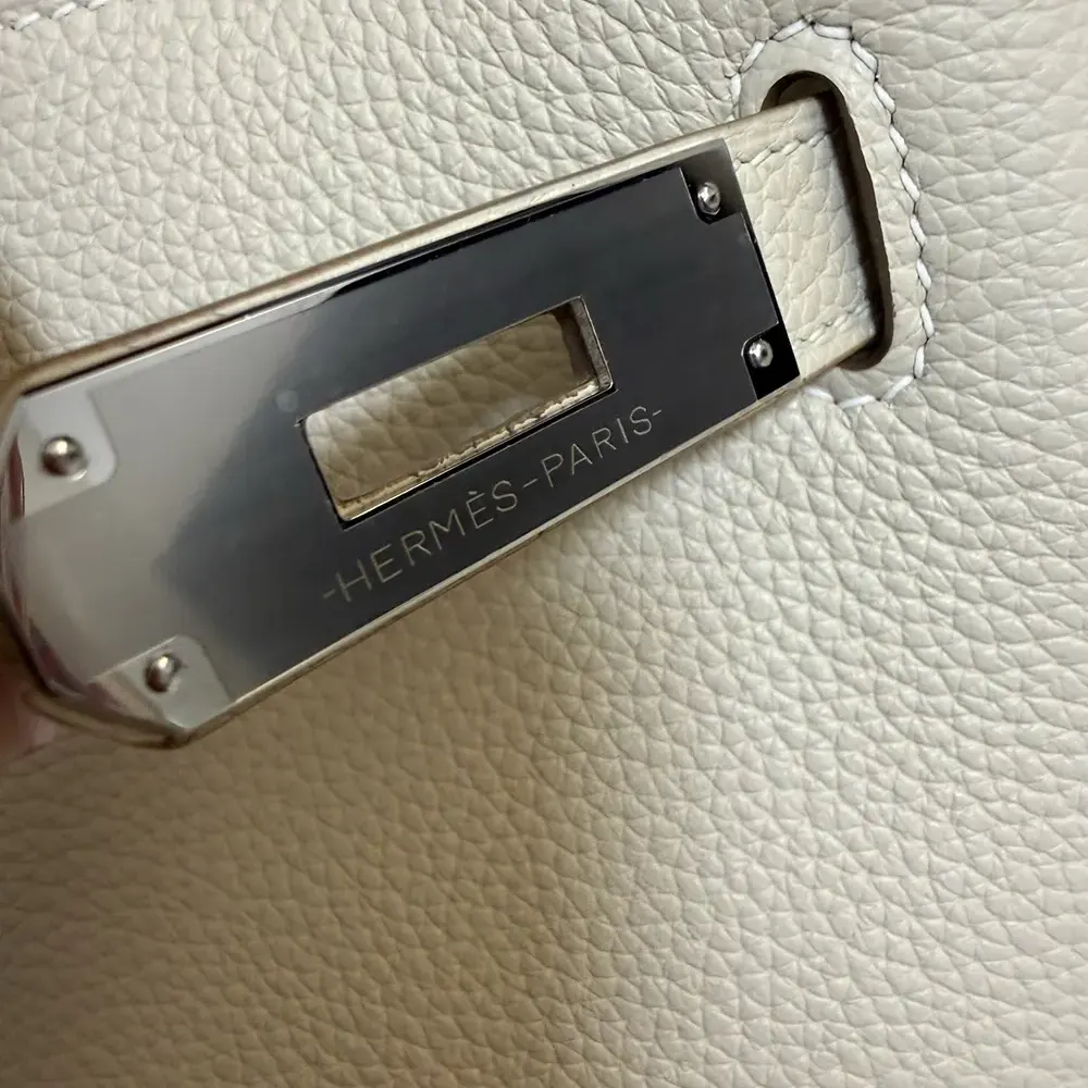 Hermes Unisex Togo So Kelly 22 Palladium Hardware-White - image 7