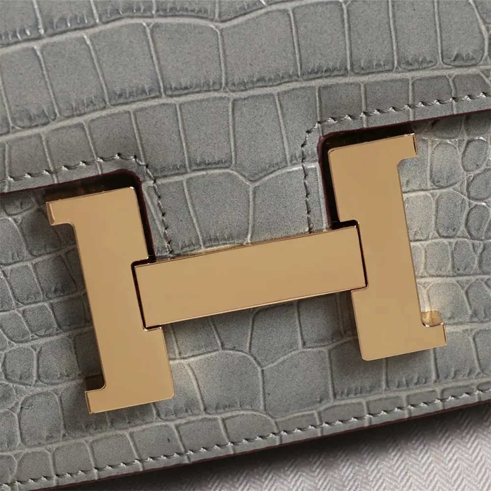 Hermes Women Constance 18 Matte Alligator Gris Cement-Grey - image 6