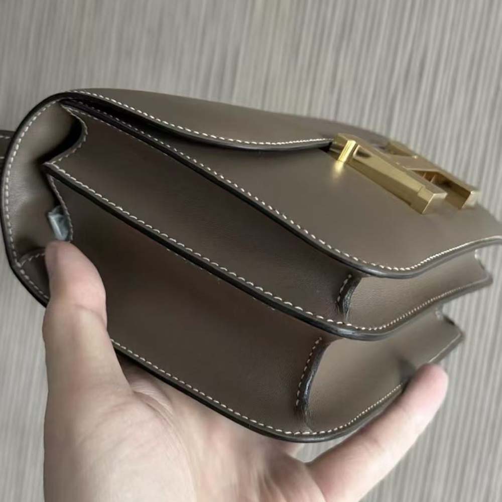 Hermes Women Constance 19 Bag Box Calf Leather-Grey/Gold - image 6