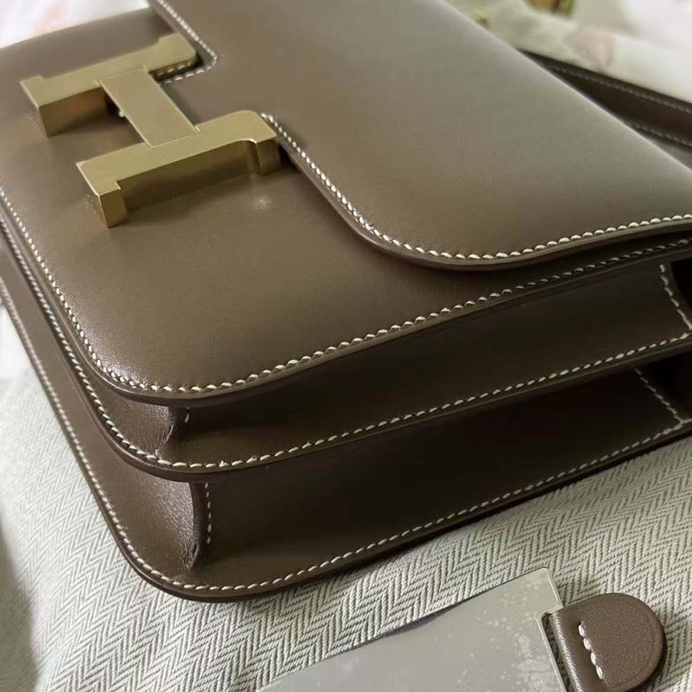 Hermes Women Constance 19 Bag Box Calf Leather-Grey/Gold - image 5
