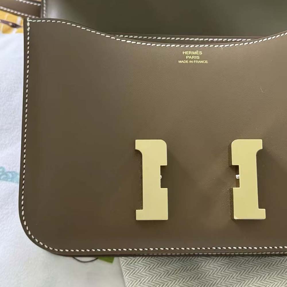 Hermes Women Constance 19 Bag Box Calf Leather-Grey/Gold - image 7