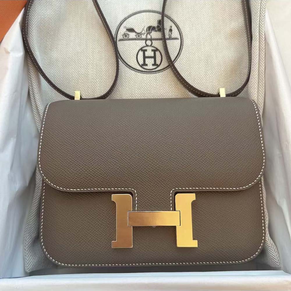 Hermes Women Constance 19 Bag Epsom Leather-Grey/Gold - image 4