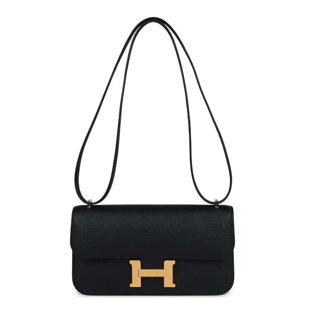 Front view of Hermes Women Constance Elan Epsom Gold-Black bag