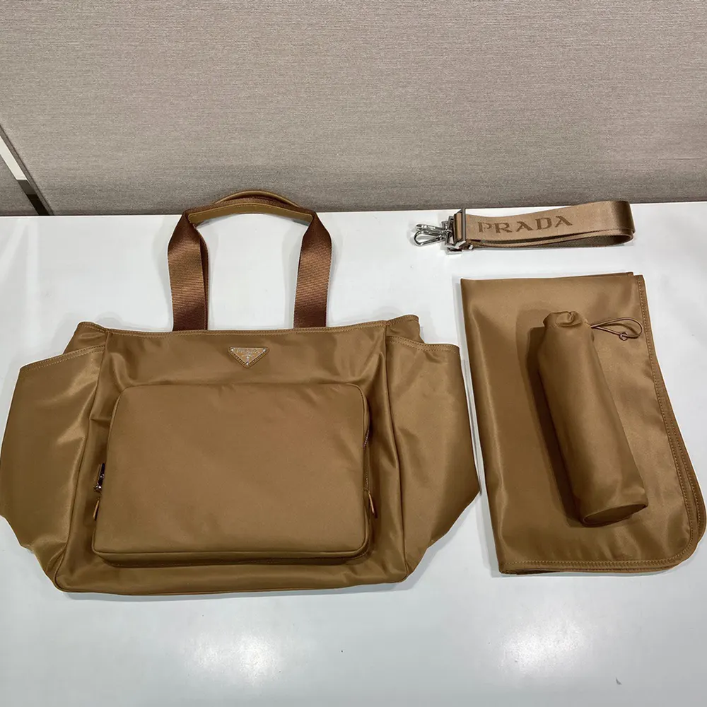 Prada Unisex Re-Nylon Baby Bag with Triangle Logo-Brown - image 6