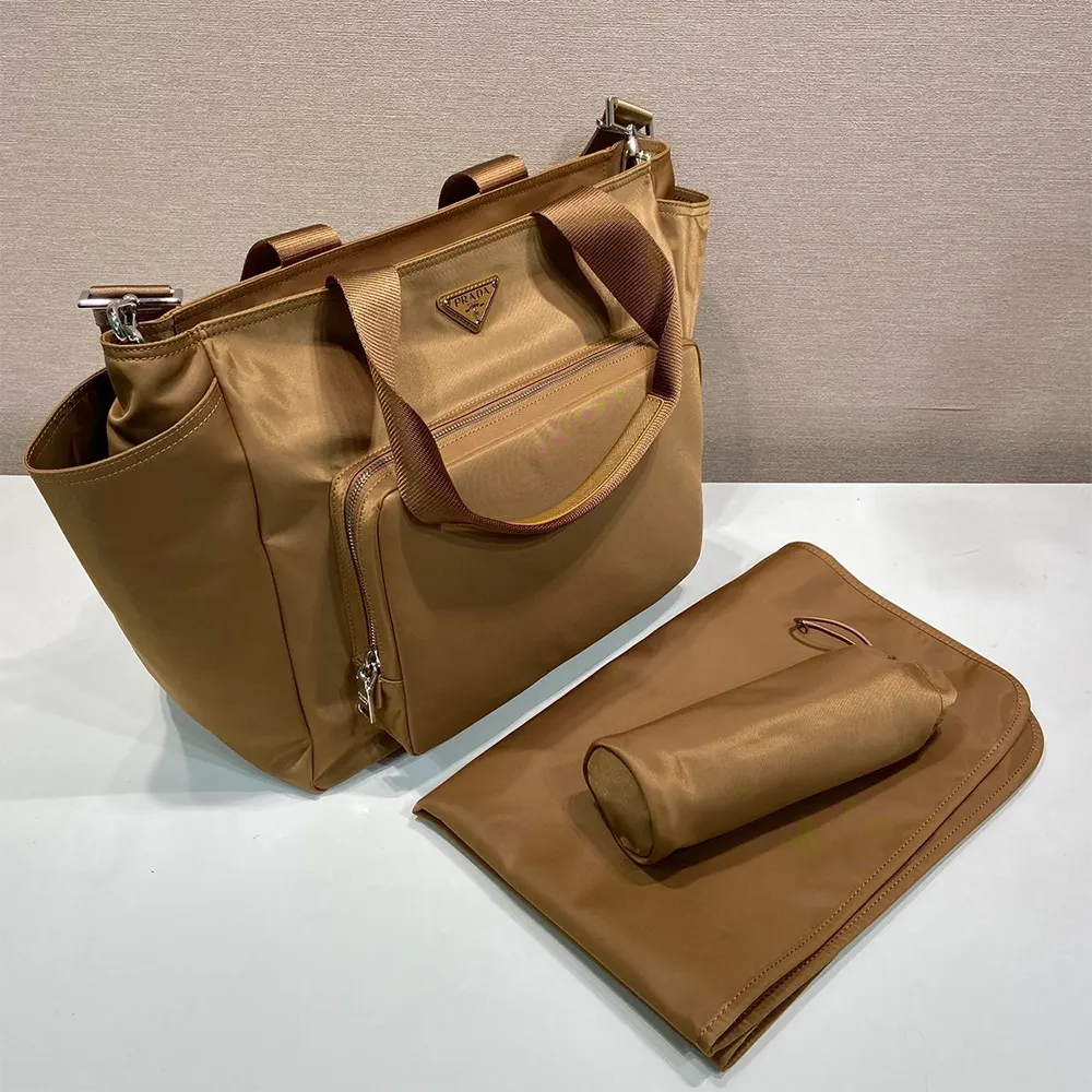 Prada Unisex Re-Nylon Baby Bag with Triangle Logo-Brown - image 4