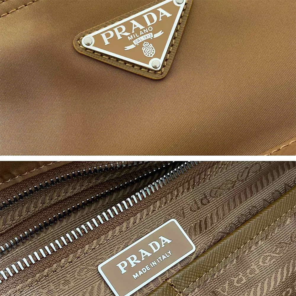 Prada Unisex Re-Nylon Baby Bag with Triangle Logo-Brown - image 9