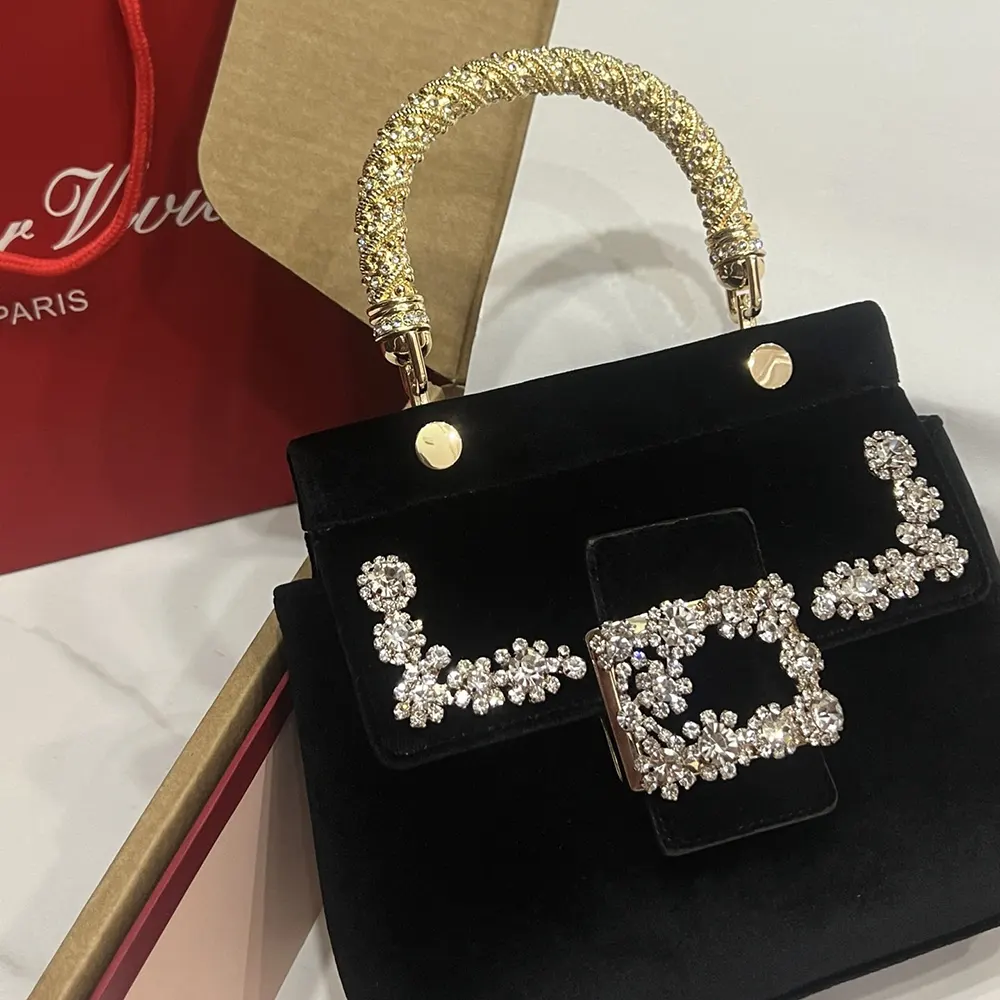 Roger Vivier Women Cabas Jewel Efflorescence Mini Bag in Velvet-Black - image 6