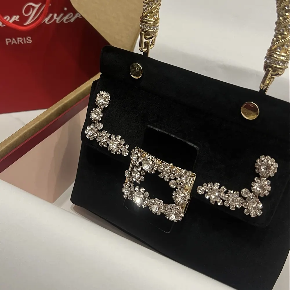 Roger Vivier Women Cabas Jewel Efflorescence Mini Bag in Velvet-Black - image 7