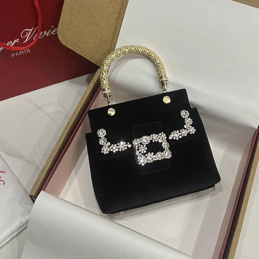 Roger Vivier Women Cabas Jewel Efflorescence Mini Bag in Velvet-Black - image 4