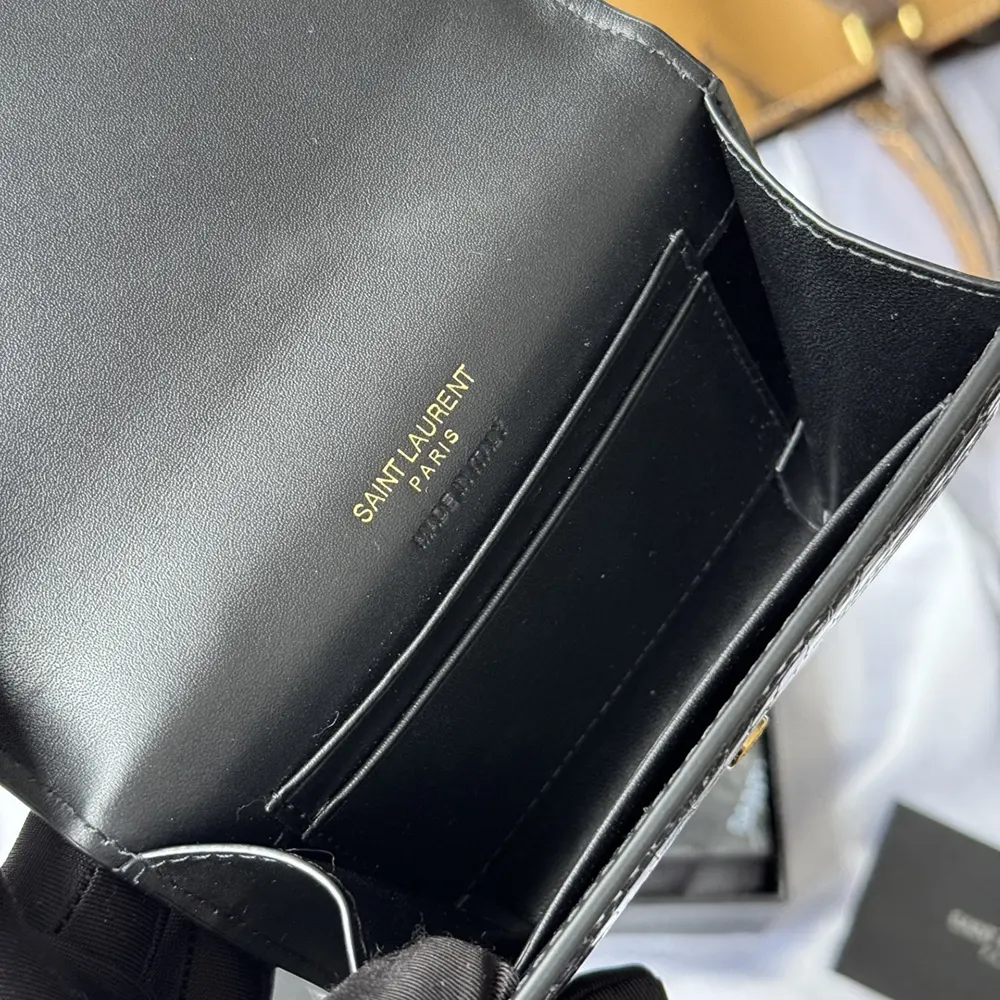 Saint Laurent YSL Women Uptown Flap Card Case in Crocodile-Embossed Shiny Leather - image 10