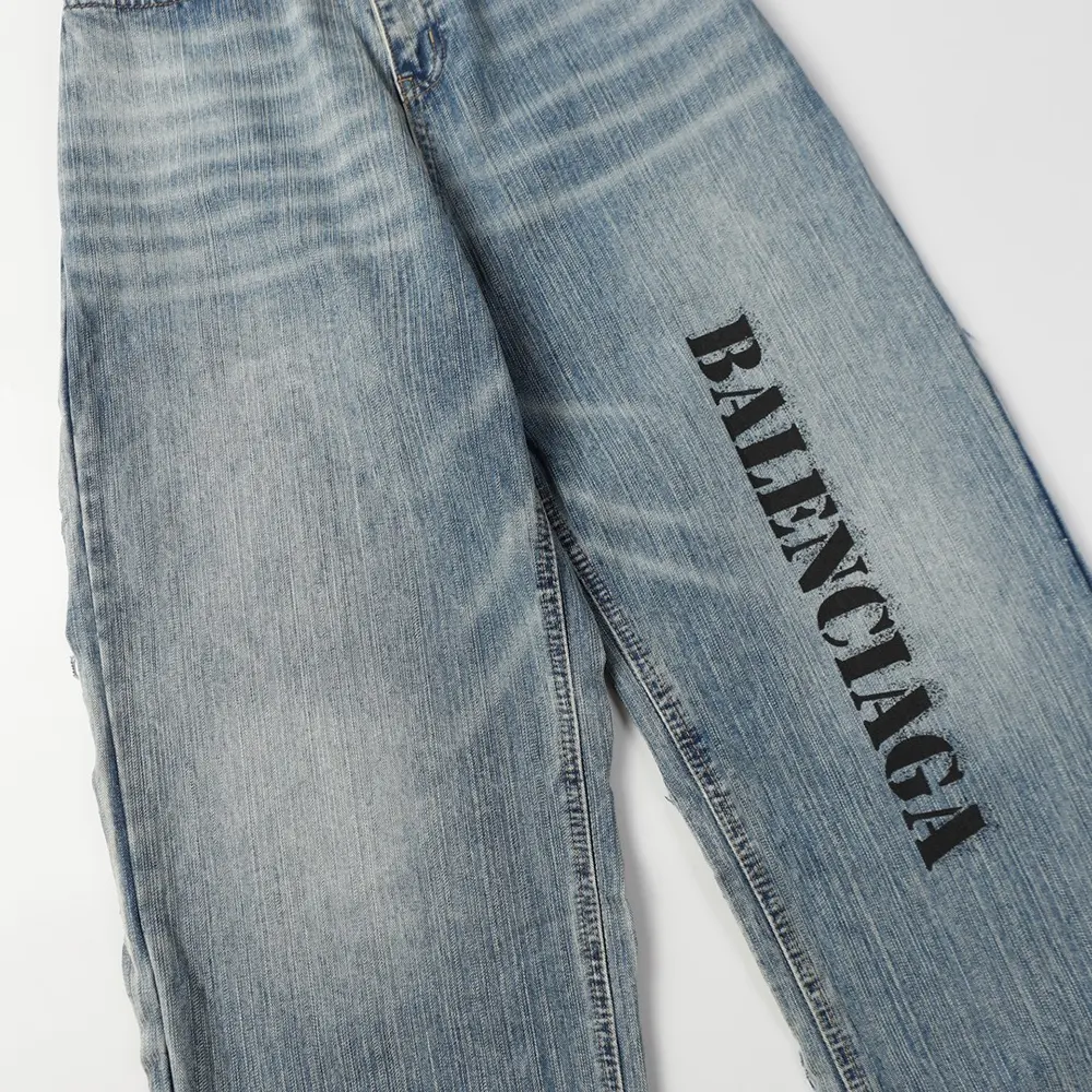 Balenciaga Women Baggy Pants In Light Blue Cotton Denim - image 4
