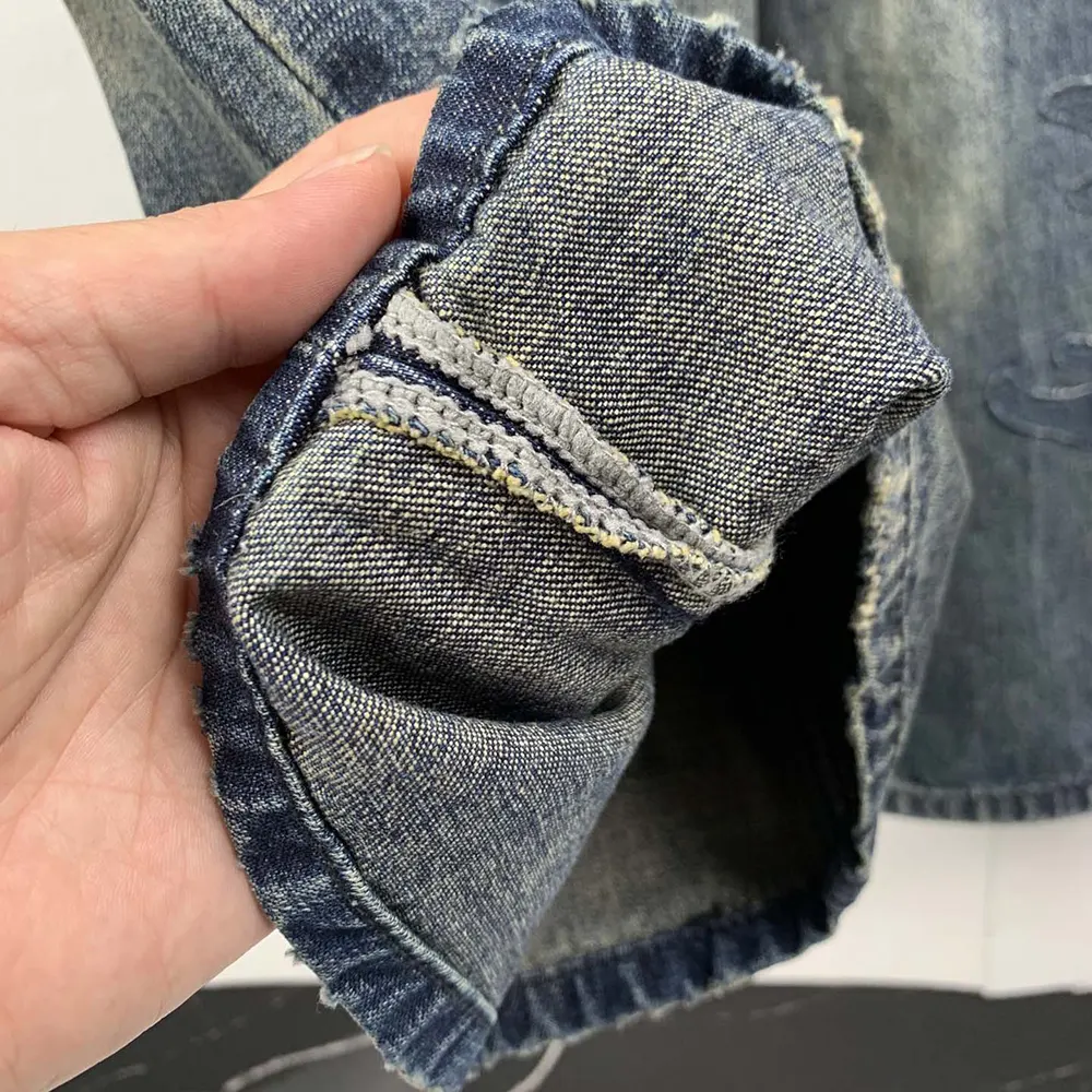 Balenciaga Women Minimal Baggy Pants In Dirty Grey And Light Blue Cotton Denim - image 8