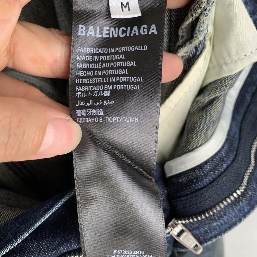 Balenciaga Women Minimal Baggy Pants In Dirty Grey And Light Blue Cotton Denim - image 14