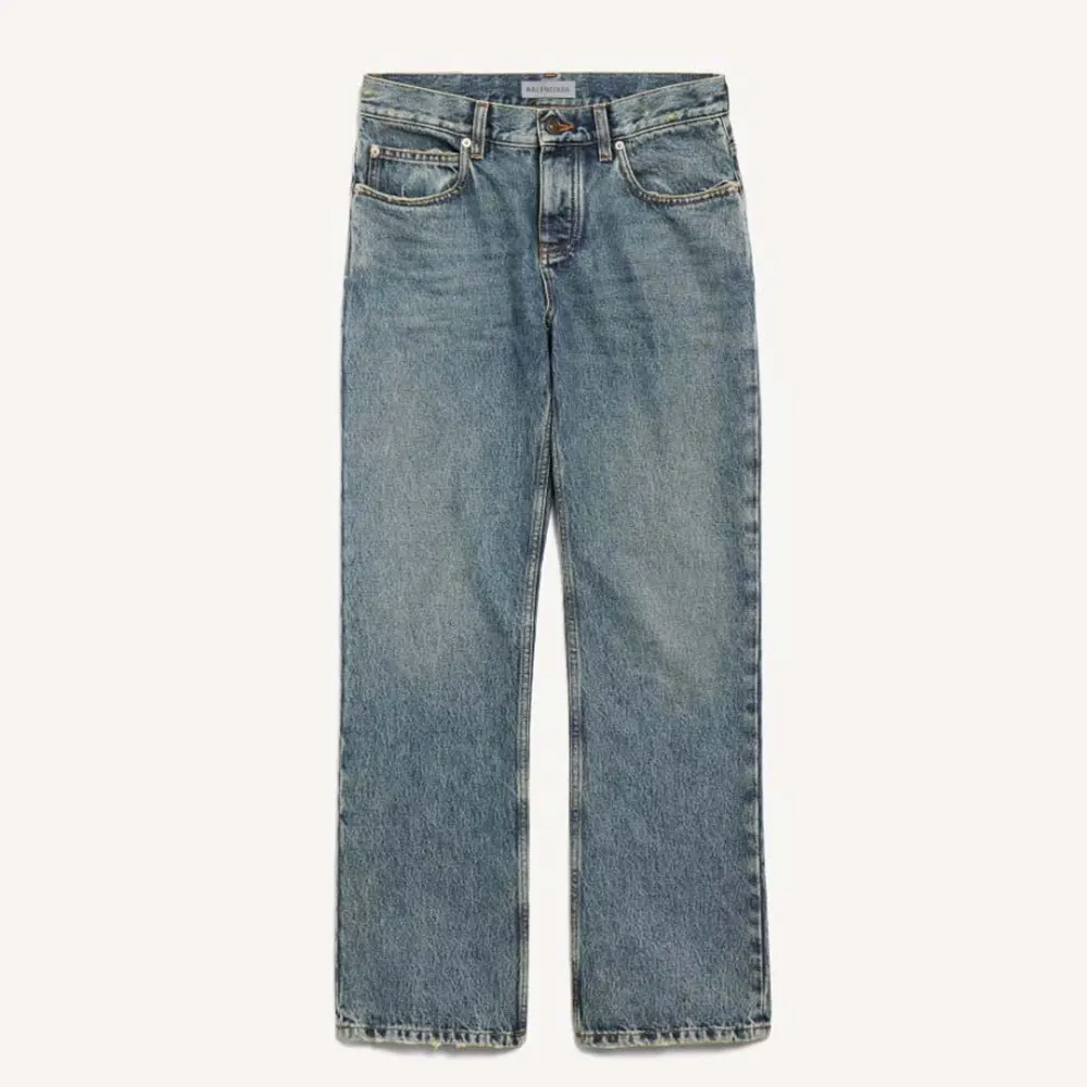 Front view of Balenciaga Women Regular Fit Jeans in Dirty Vintage Blue