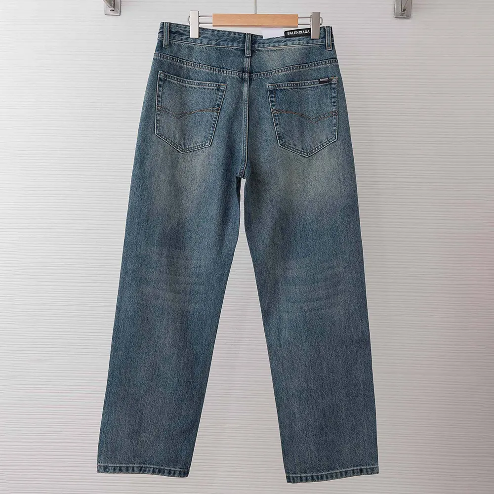Side angle showing relaxed silhouette of Balenciaga Women's jeans
