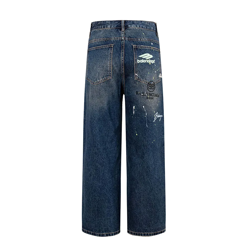 Close-up tattoo print detail on Balenciaga Women Tattoo Baggy Pants