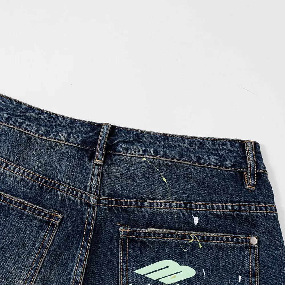 Balenciaga Women Tattoo Baggy Pants in Dark Grey Cotton Denim - image 4