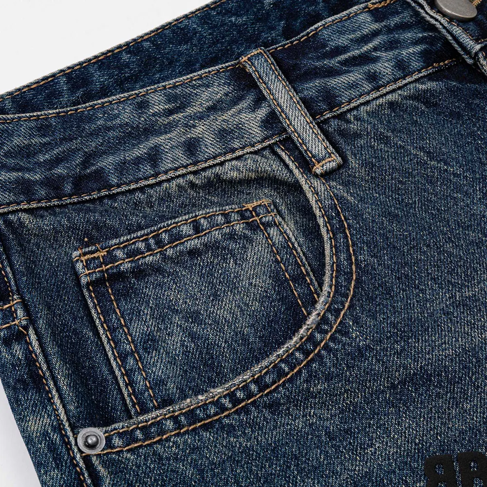 Balenciaga Women Tattoo Baggy Pants in Dark Grey Cotton Denim - image 12