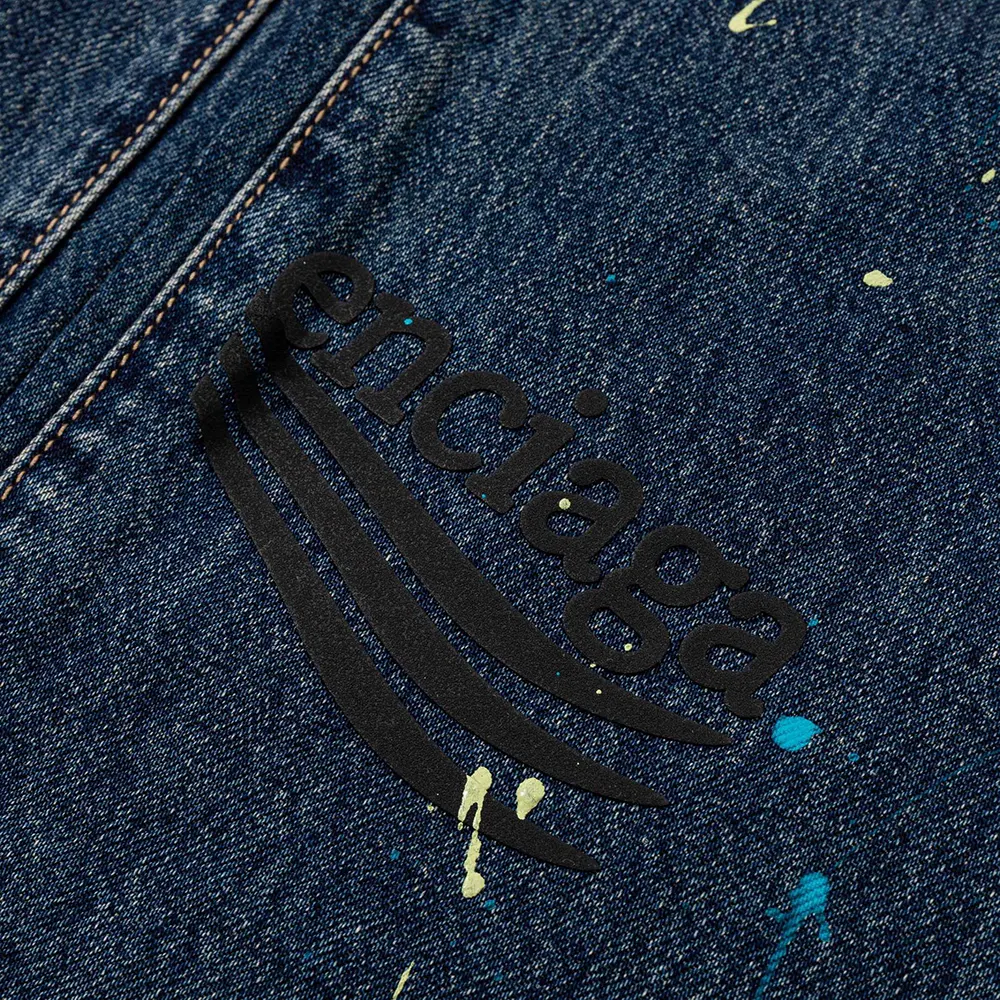 Balenciaga Women Tattoo Baggy Pants in Dark Grey Cotton Denim - image 11