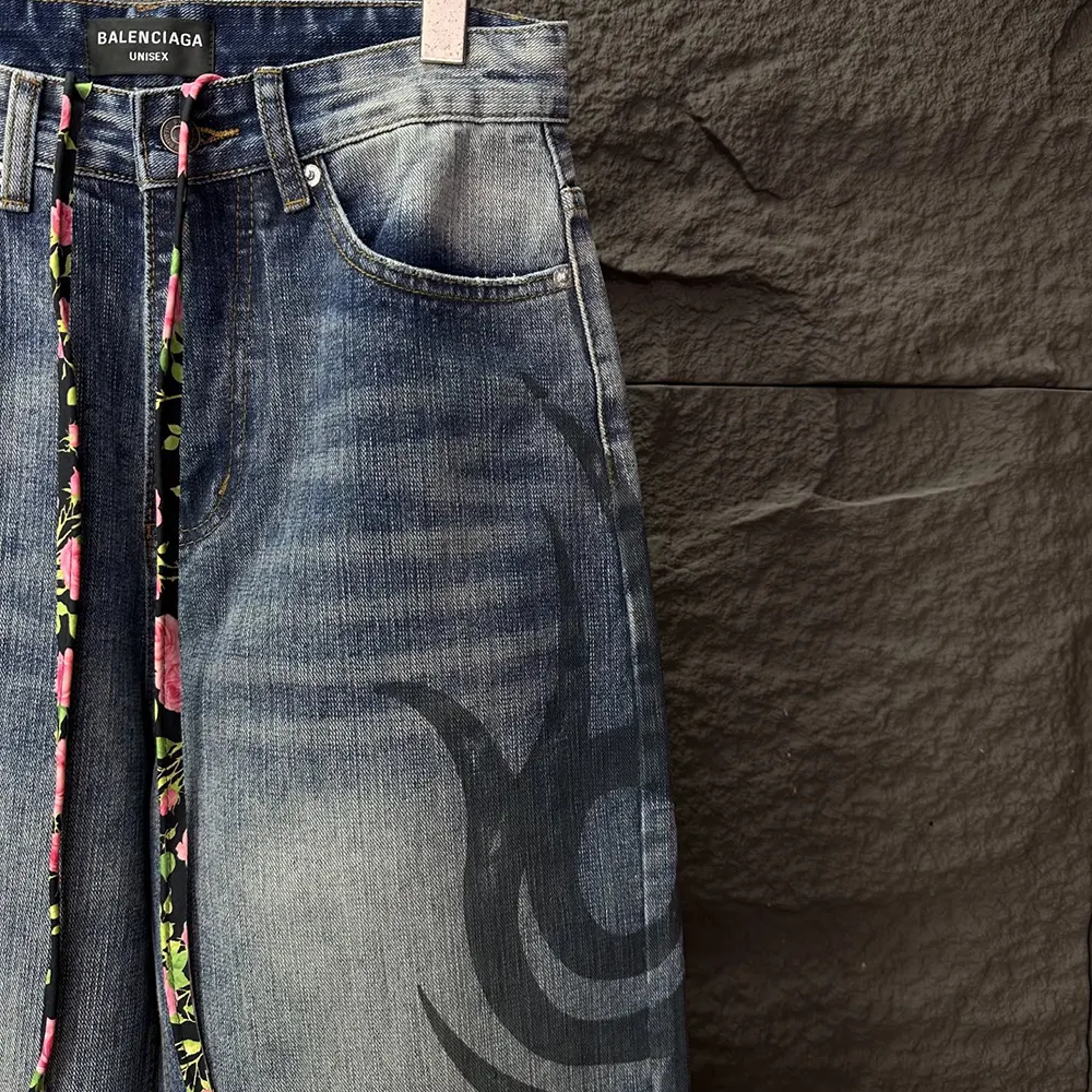 Balenciaga Women Wide Leg Baggy Pants in Blue - image 7