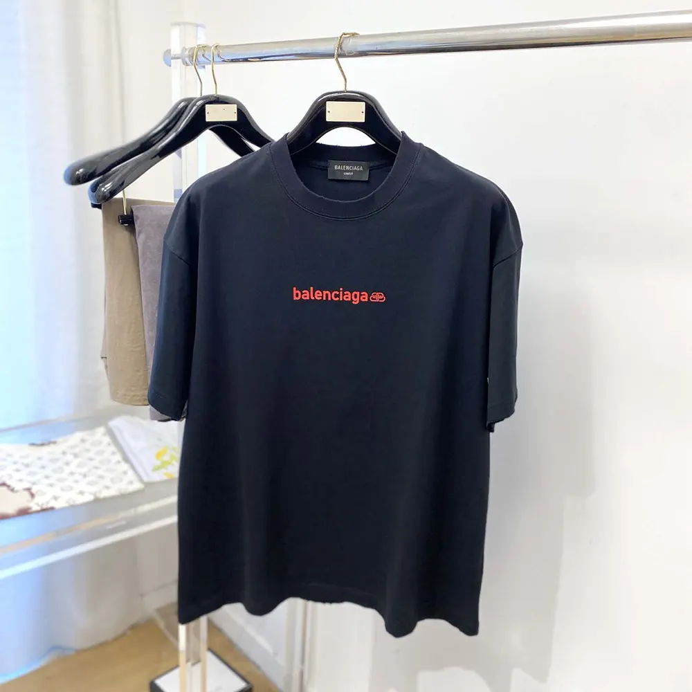 Side profile showcasing medium fit silhouette of Balenciaga Men Back T-Shirt