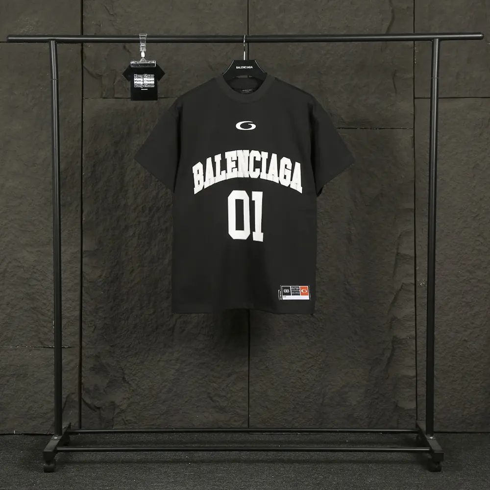 Close-up of soft vintage jersey fabric on Balenciaga Women Basketball Series T-shirt
