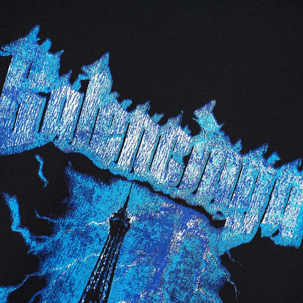 Balenciaga Men Paris Thunderstorm Oversized T-Shirt in Black Dry Jersey - image 9