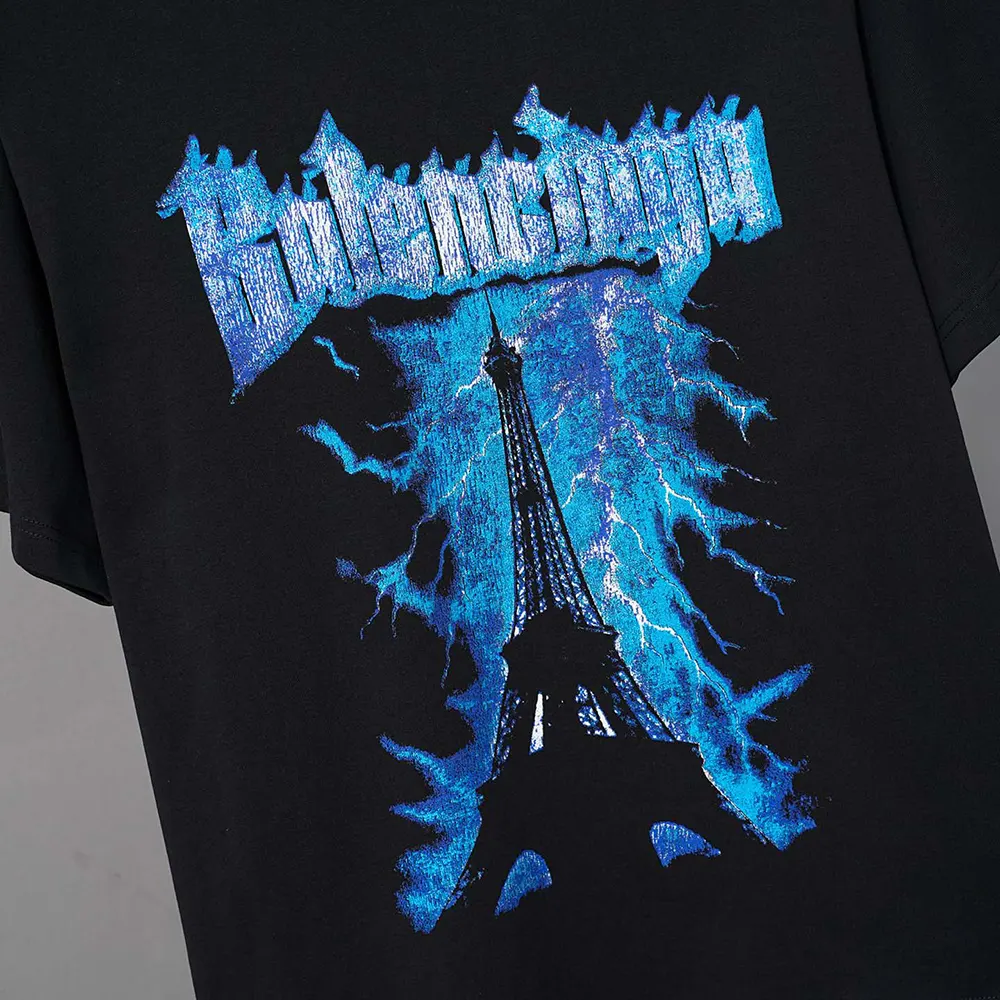 Balenciaga Men Paris Thunderstorm Oversized T-Shirt in Black Dry Jersey - image 8