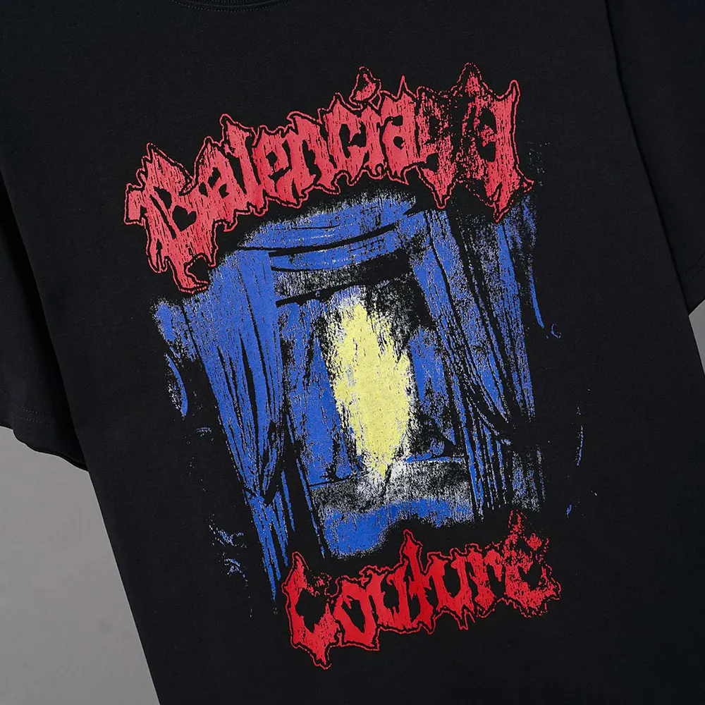 Balenciaga Men Salon De Couture Medium Fit T-Shirt in Black Dry Jersey - image 9