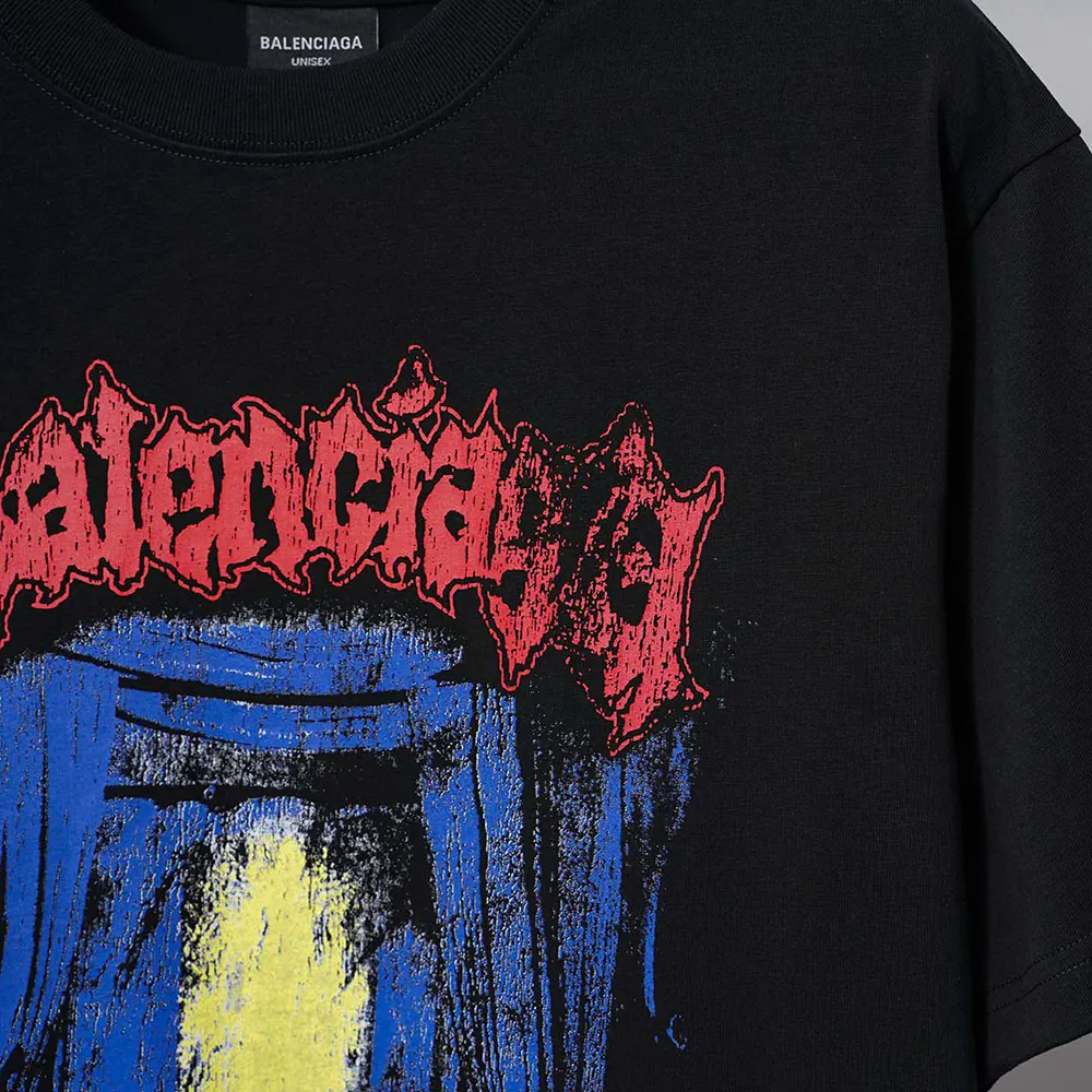 Balenciaga Men Salon De Couture Medium Fit T-Shirt in Black Dry Jersey - image 7