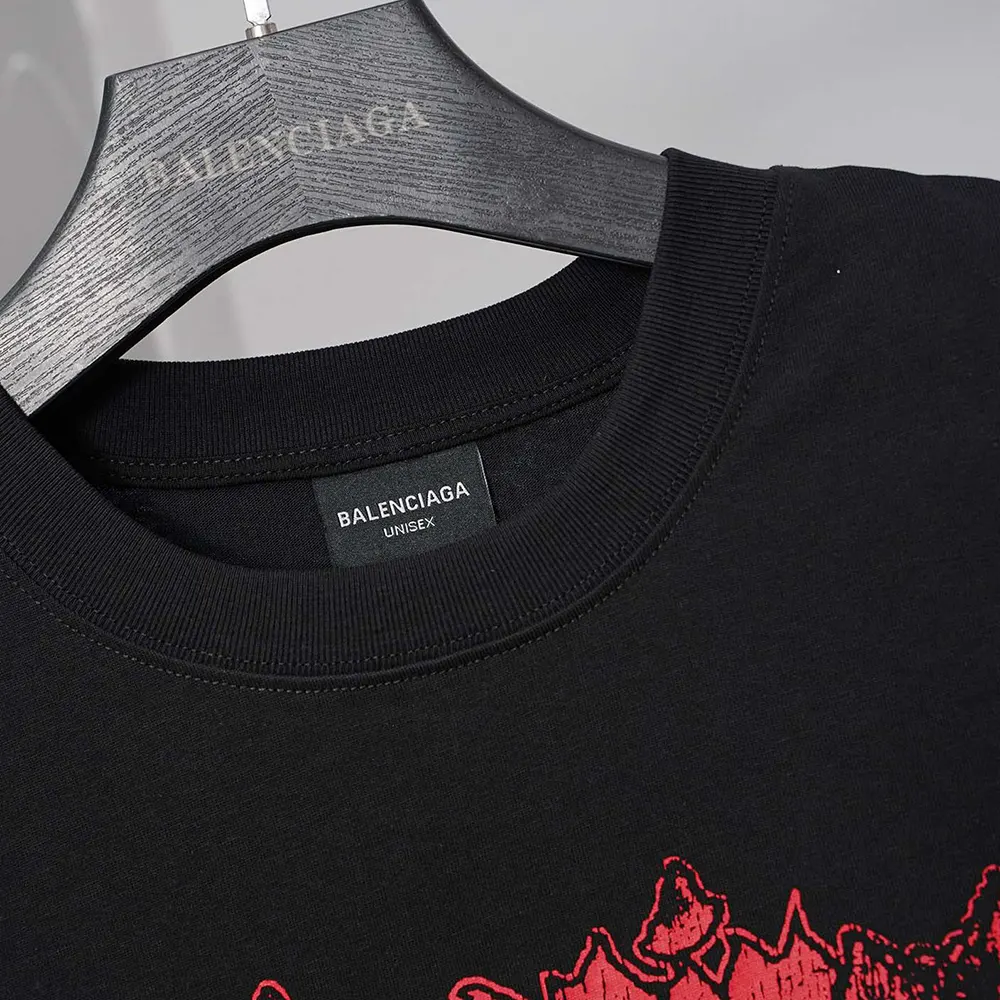 Balenciaga Men Salon De Couture Medium Fit T-Shirt in Black Dry Jersey - image 4