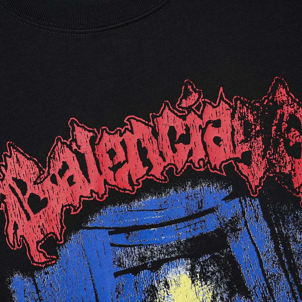 Balenciaga Men Salon De Couture Medium Fit T-Shirt in Black Dry Jersey - image 14
