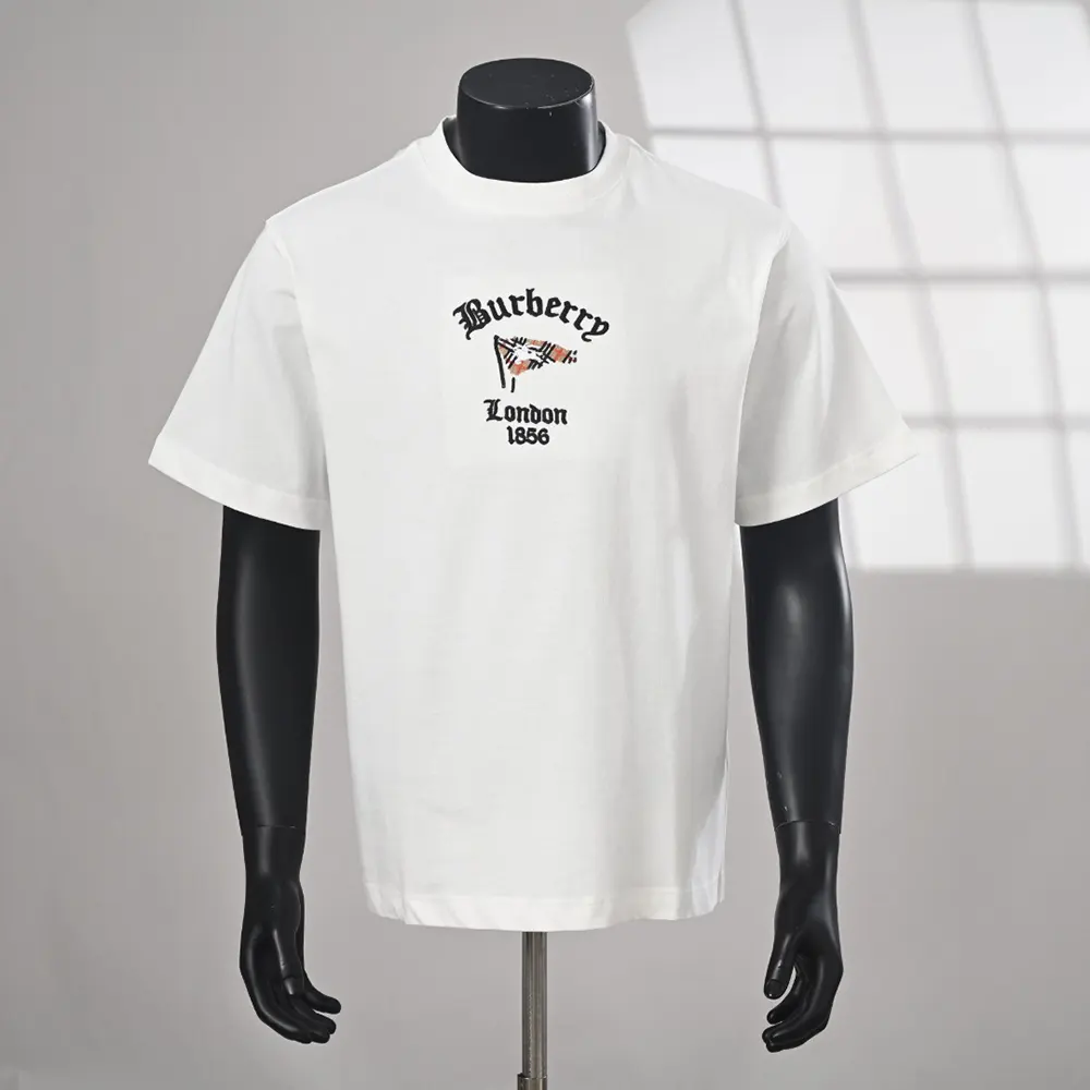 Burberry Men Check Flag Cotton T-shirt-White - image 11