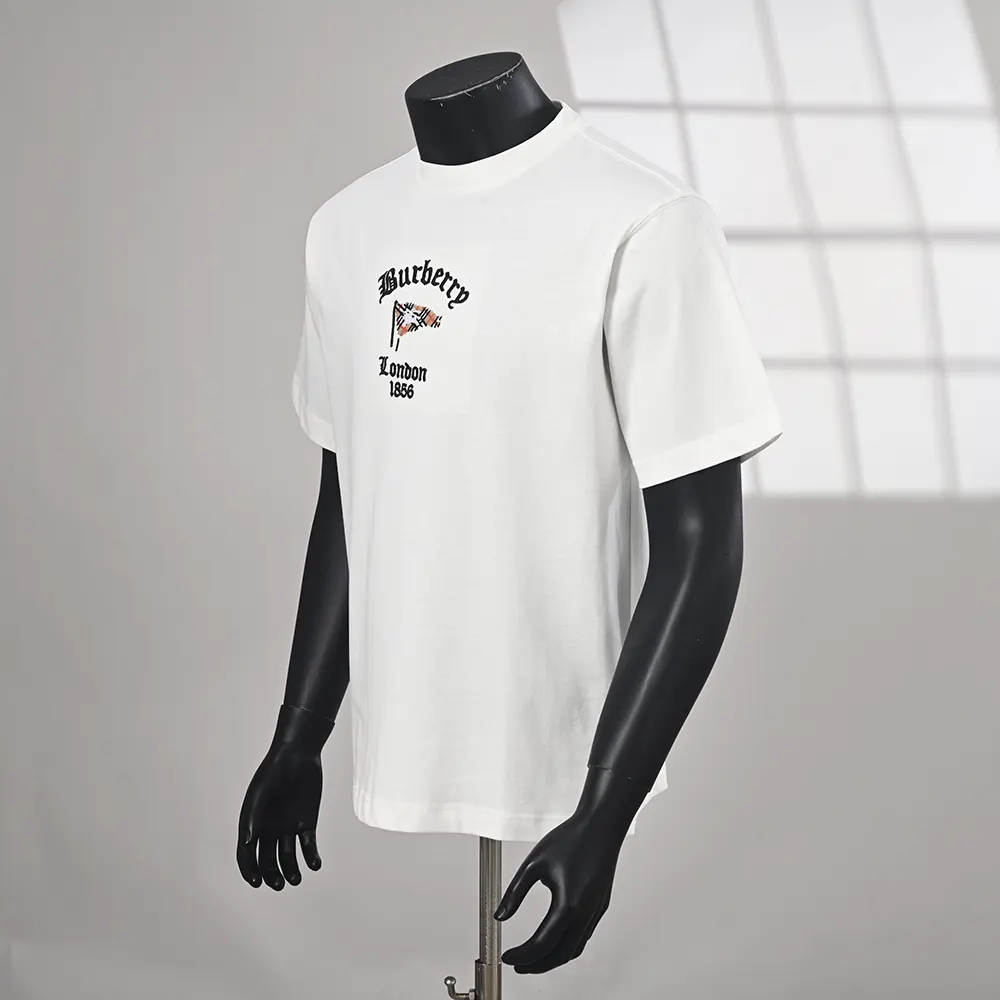 Burberry Men Check Flag Cotton T-shirt-White - image 13