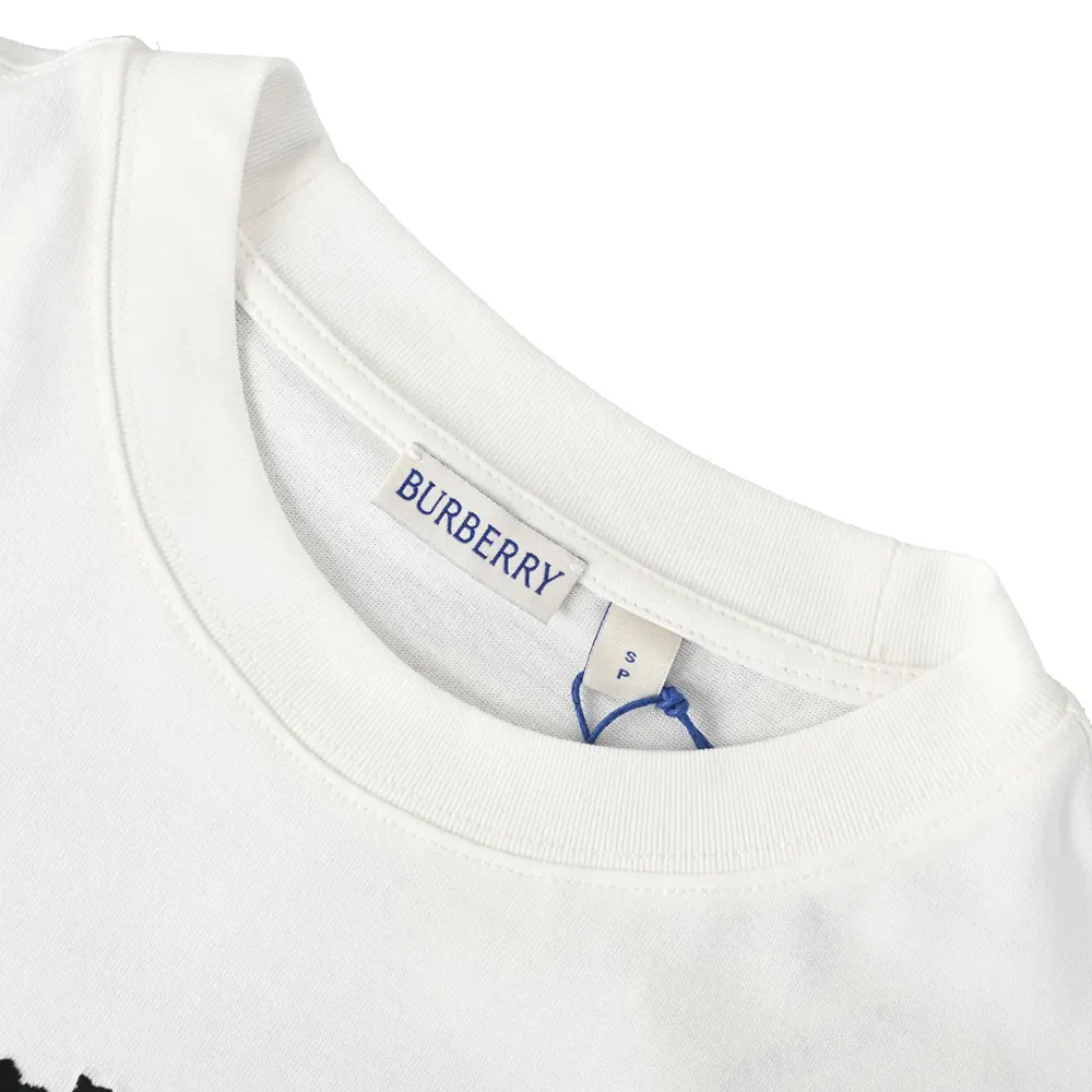 Burberry Men Check Flag Cotton T-shirt-White - image 5