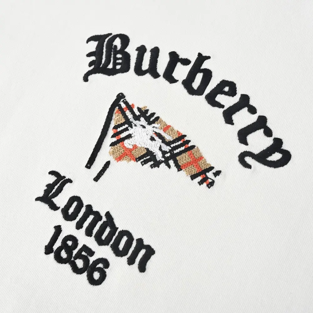 Burberry Men Check Flag Cotton T-shirt-White - image 8
