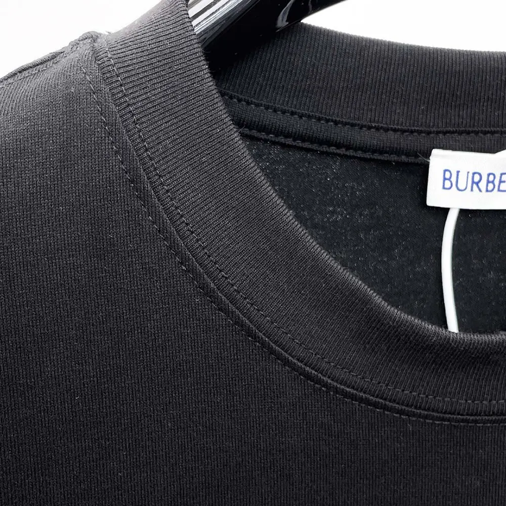 Burberry Women Check Knight Stamp Cotton T-shirt-Black - image 5