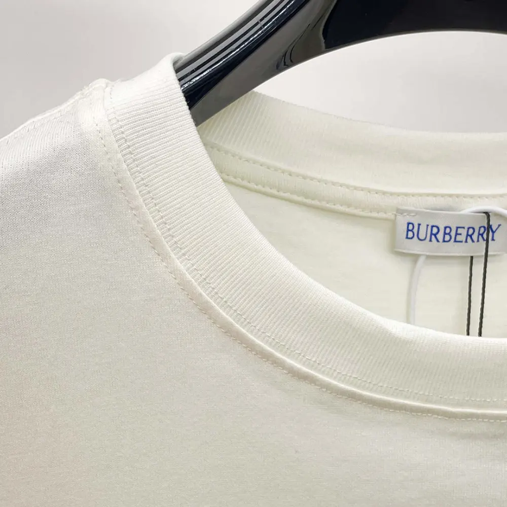 Burberry Women Check Knight Stamp Cotton T-shirt-White - image 5