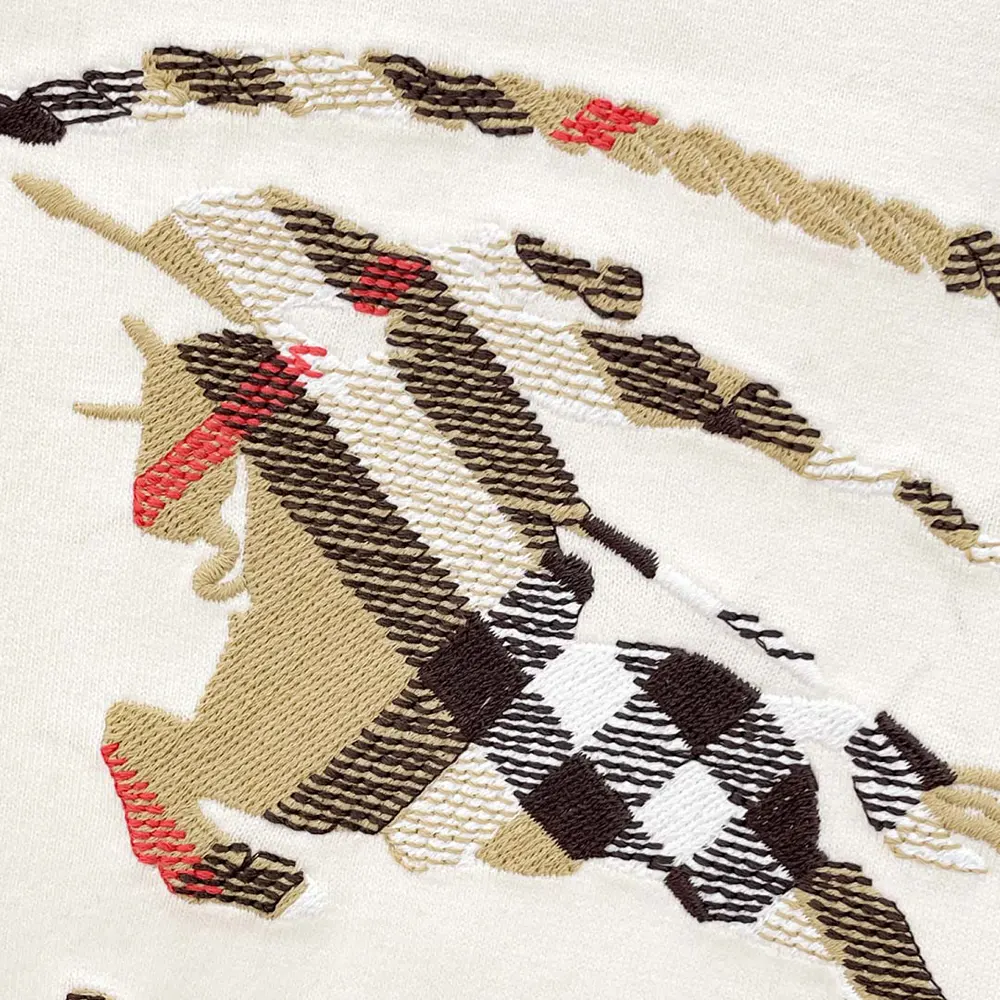 Burberry Women Check Knight Stamp Cotton T-shirt-White - image 6